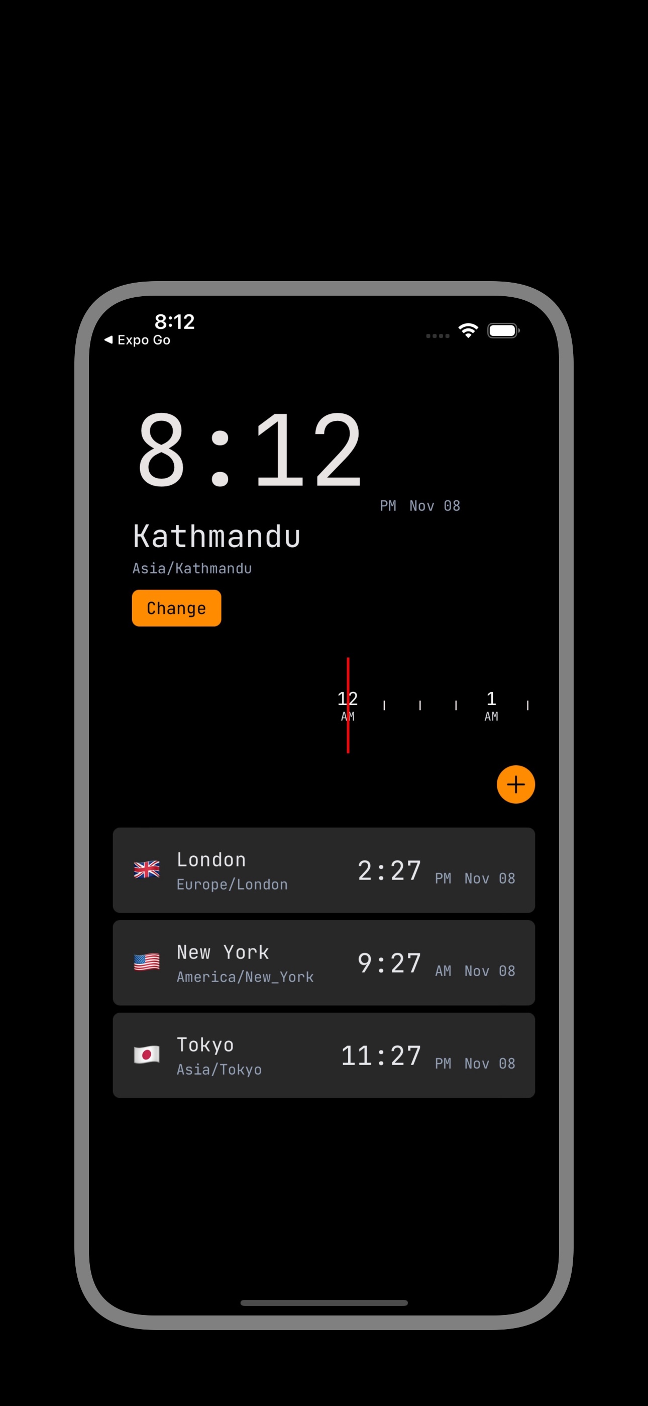 Timezone App Interface